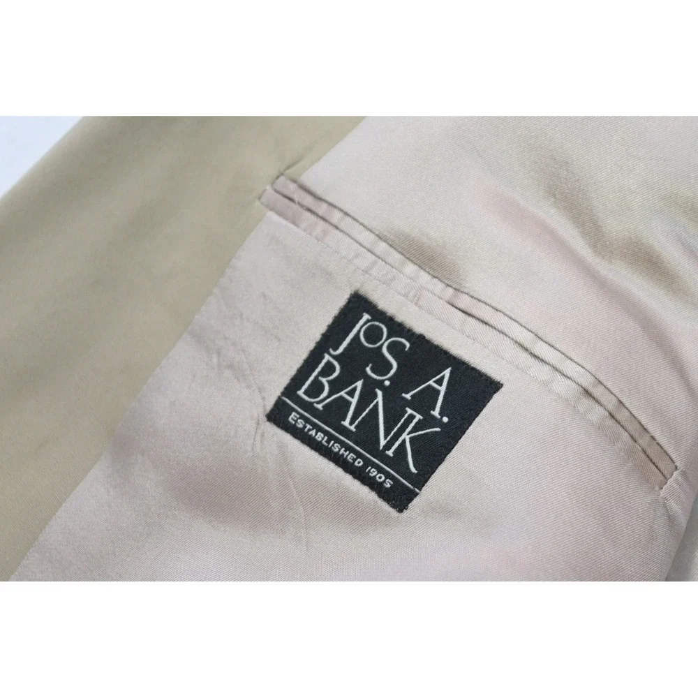 Jos. A. Bank 2 Piece Suit Mens 48XL 40x32 Tan Khaki Cotton Blend Two Button